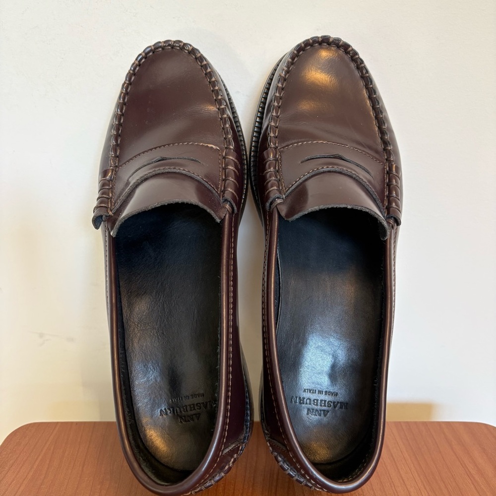 Ann Mashburn Dark Chocolate Brown Italian Leather Loafers size 38 - Picture 7 of 8